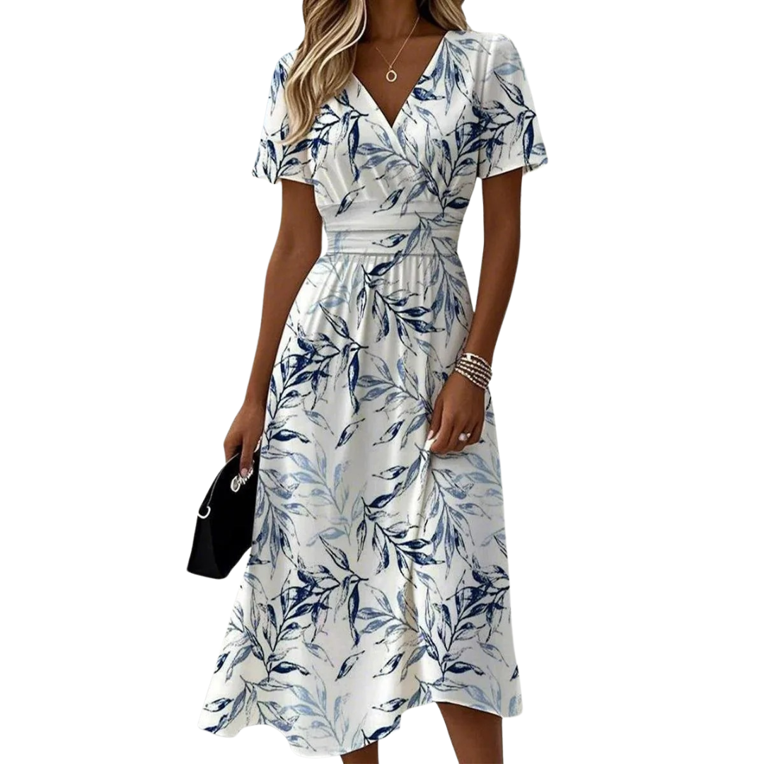 Women's Elegant Floral Wrap Midi Dress