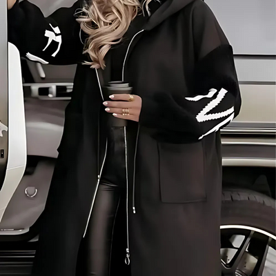 Statement Coat with Knit Sleeves