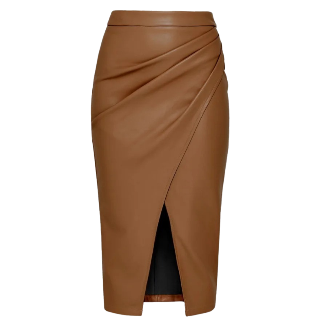 Women's Faux Leather Wrap Pencil Skirt