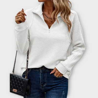The Aria Ribbed Quarter-Zip Pullover