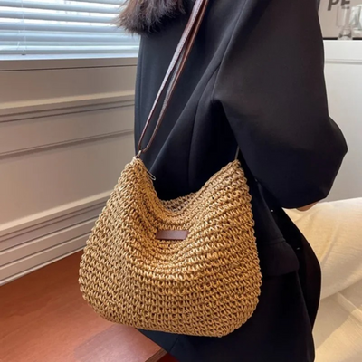 The Marisol Woven Straw Shoulder Bag