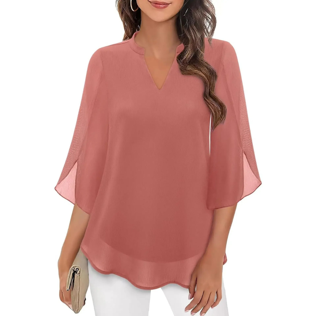 Women's Elegant Chiffon V-Neck Blouse