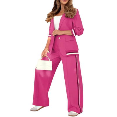 The Azure Stripe Detail Suit Set
