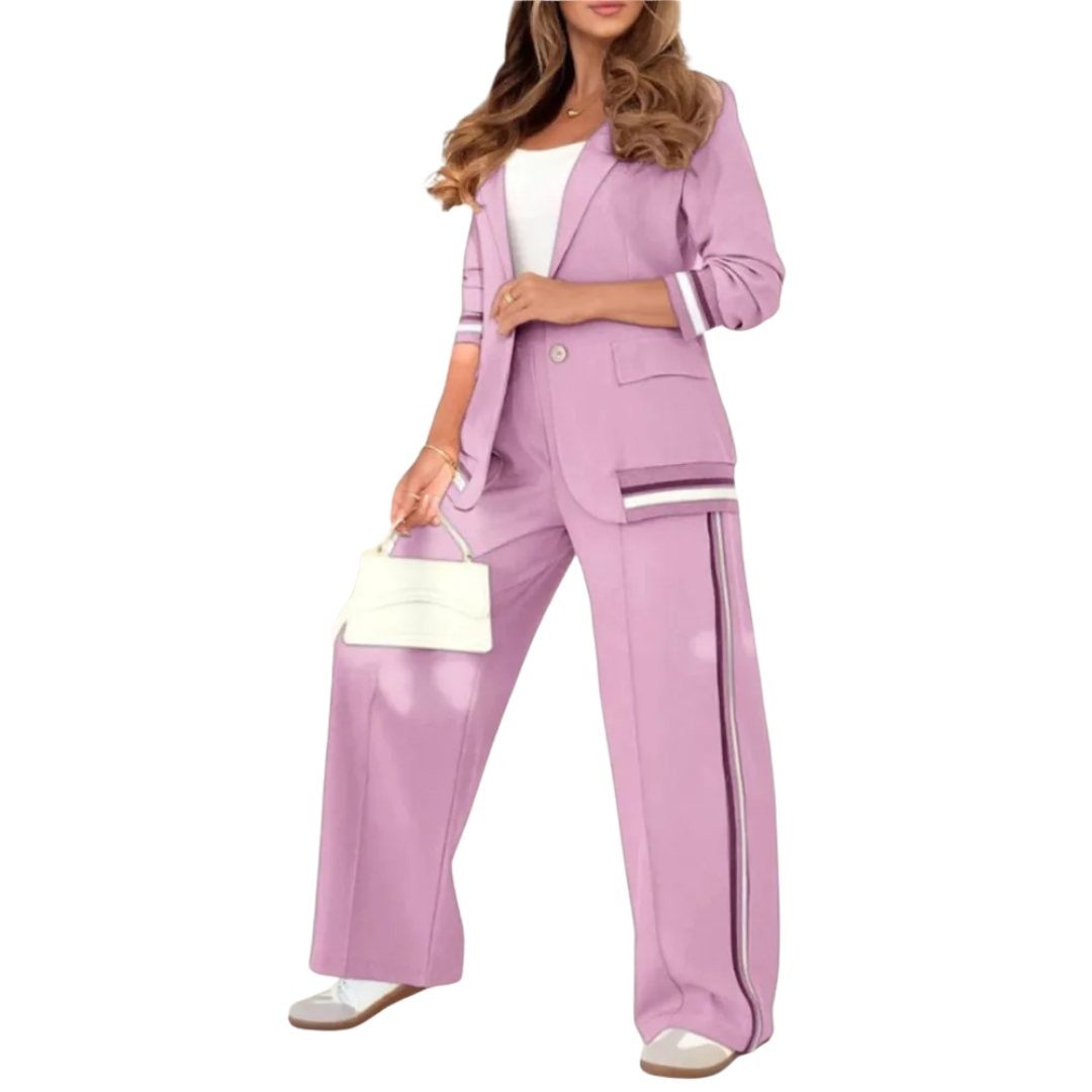 The Azure Stripe Detail Suit Set