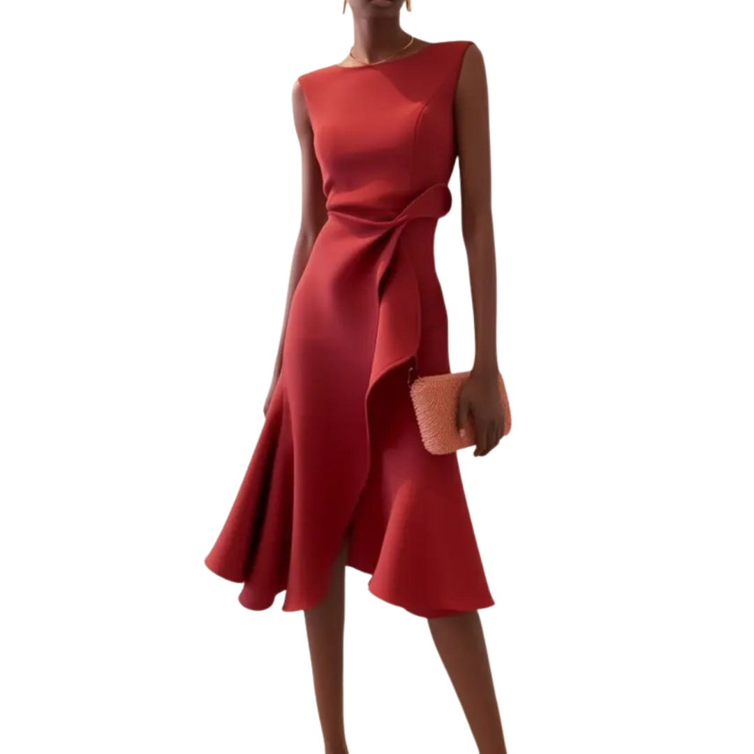 Women’s Elegant Ruffle Detail Midi Dress