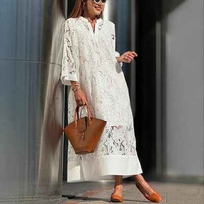 White Lace Midi Dress
