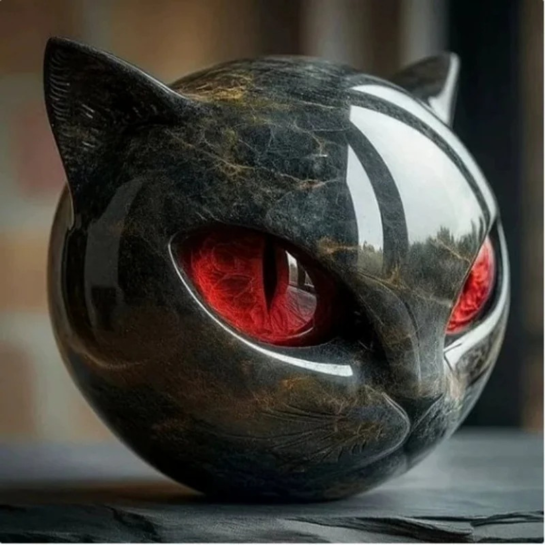 The Obsidian Feline Sculpture