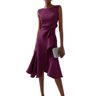 Women’s Elegant Ruffle Detail Midi Dress