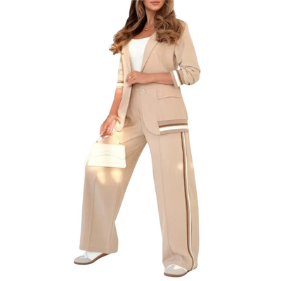 The Azure Stripe Detail Suit Set