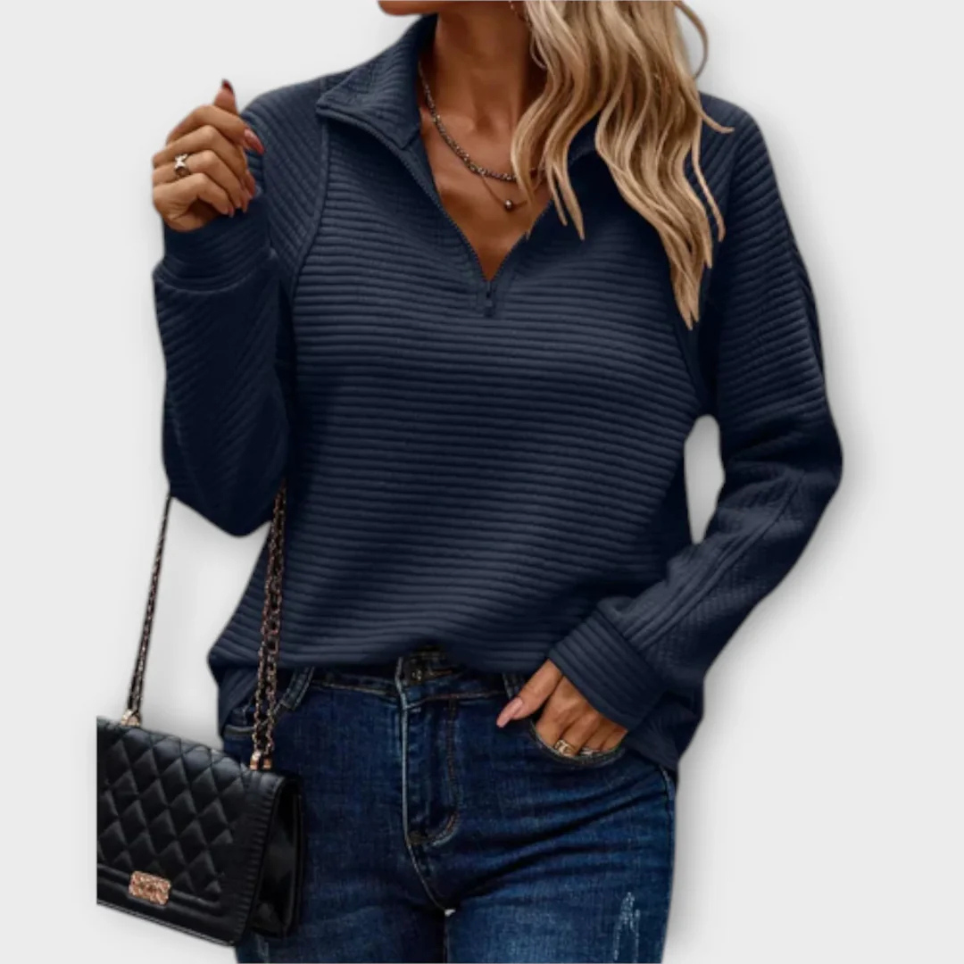 The Aria Ribbed Quarter-Zip Pullover
