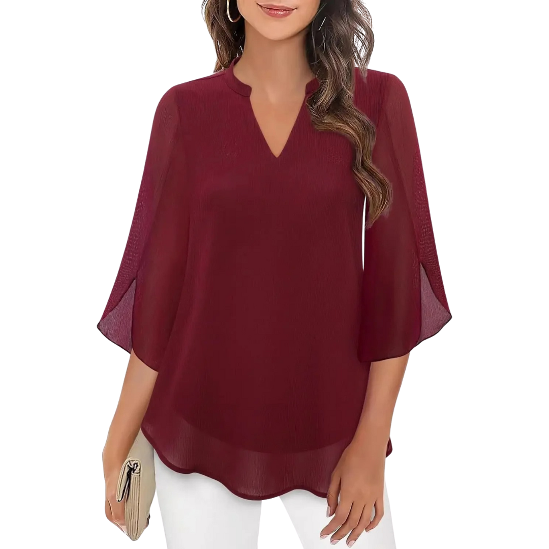 Women's Elegant Chiffon V-Neck Blouse