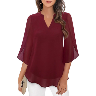 Women's Elegant Chiffon V-Neck Blouse