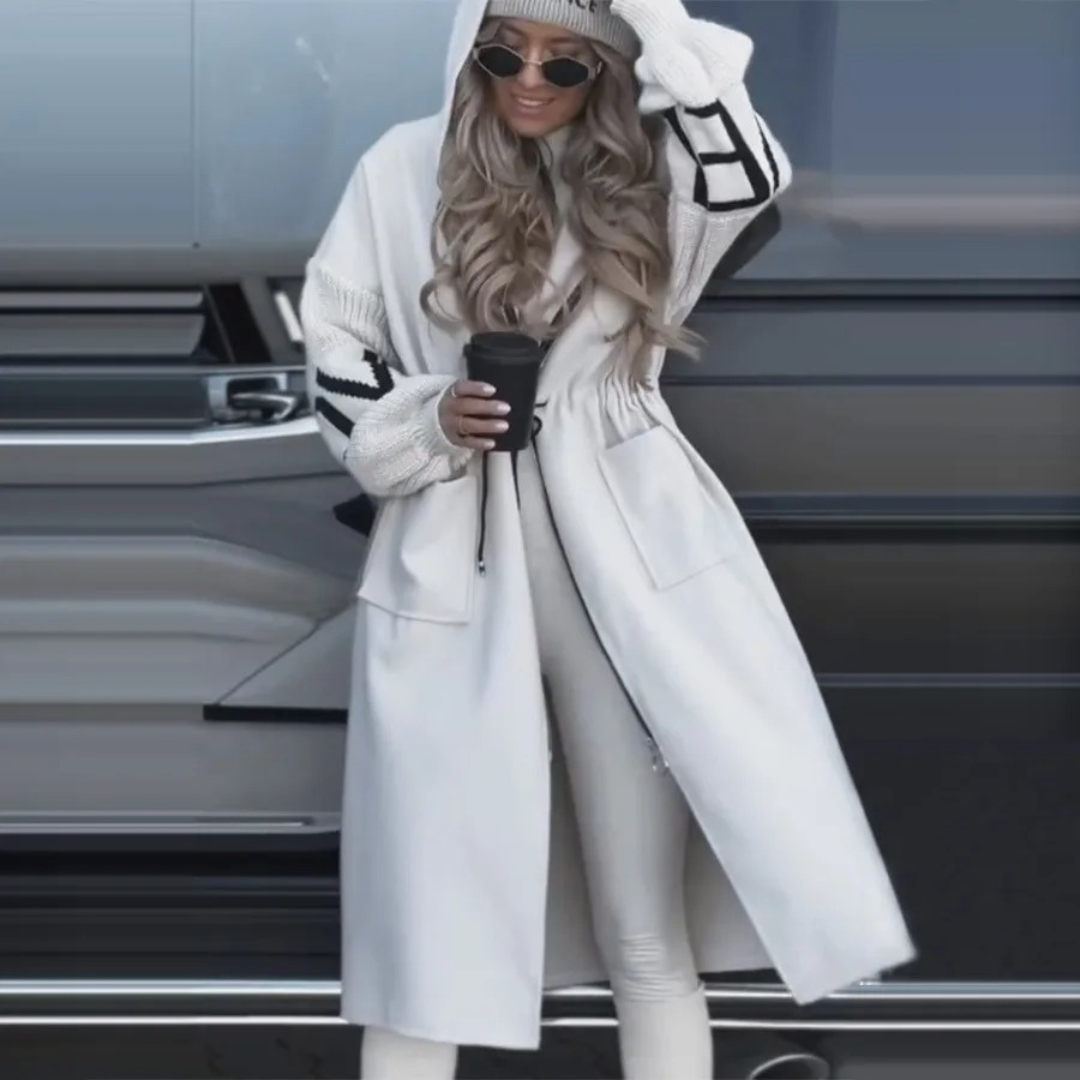 Statement Coat with Knit Sleeves