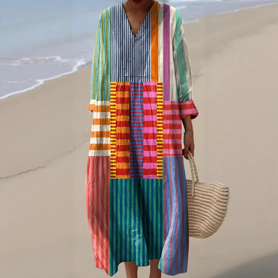 Women's Coastal Breeze Patchwork Maxi Dress