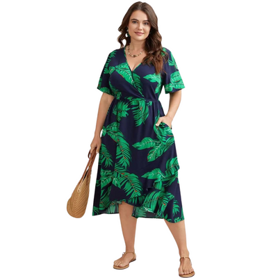 Women's Tropical Elegance Wrap Dress