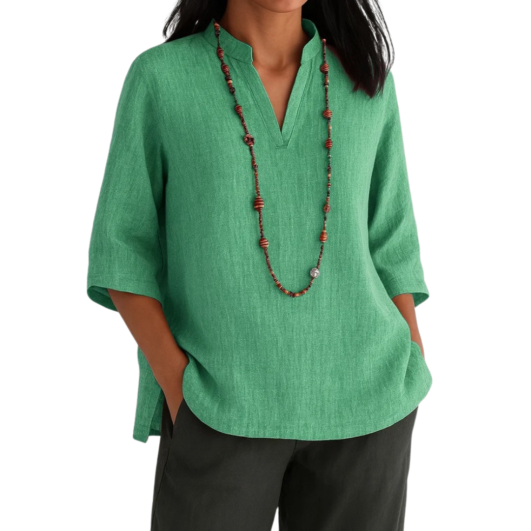 Women’s Casual Linen Blend V-Neck Tunic