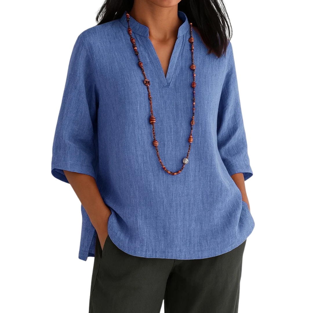 Women’s Casual Linen Blend V-Neck Tunic