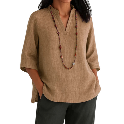Women’s Casual Linen Blend V-Neck Tunic