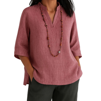 Women’s Casual Linen Blend V-Neck Tunic