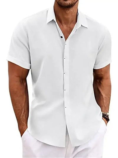 Men's Lightweight Cotton-Linen Short Sleeve Shirt