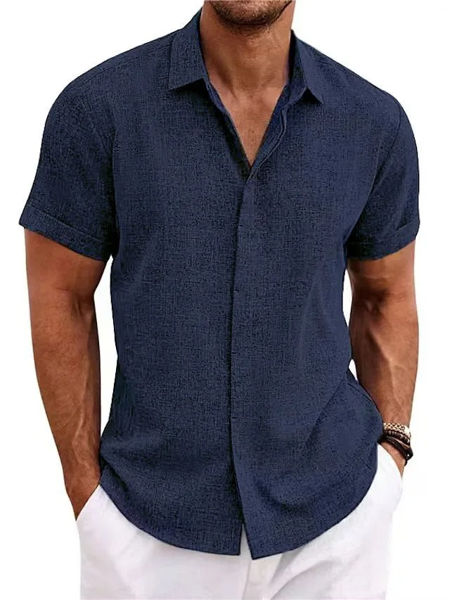 Men's Lightweight Cotton-Linen Short Sleeve Shirt
