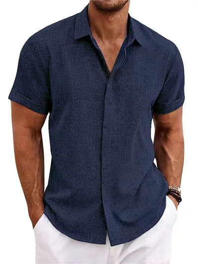 Men's Lightweight Cotton-Linen Short Sleeve Shirt