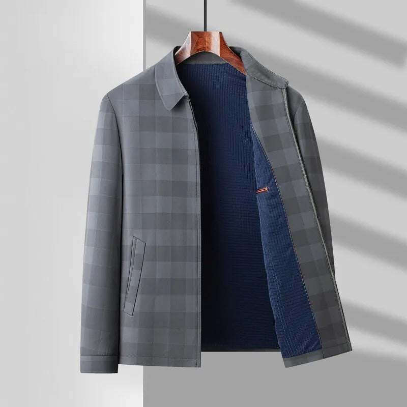 Men’s Lightweight Checkered Zip-Up Jacket