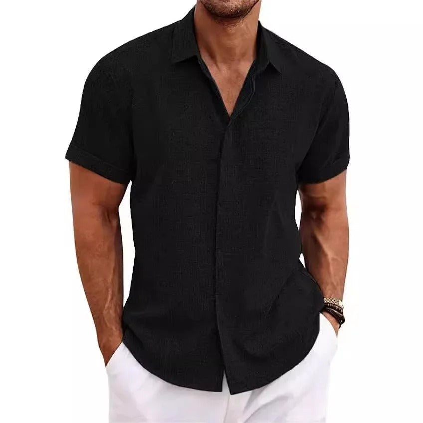 Men's Lightweight Cotton-Linen Short Sleeve Shirt