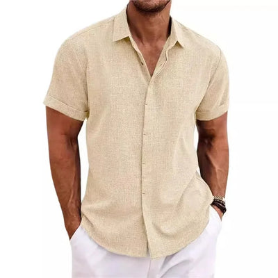 Men's Lightweight Cotton-Linen Short Sleeve Shirt