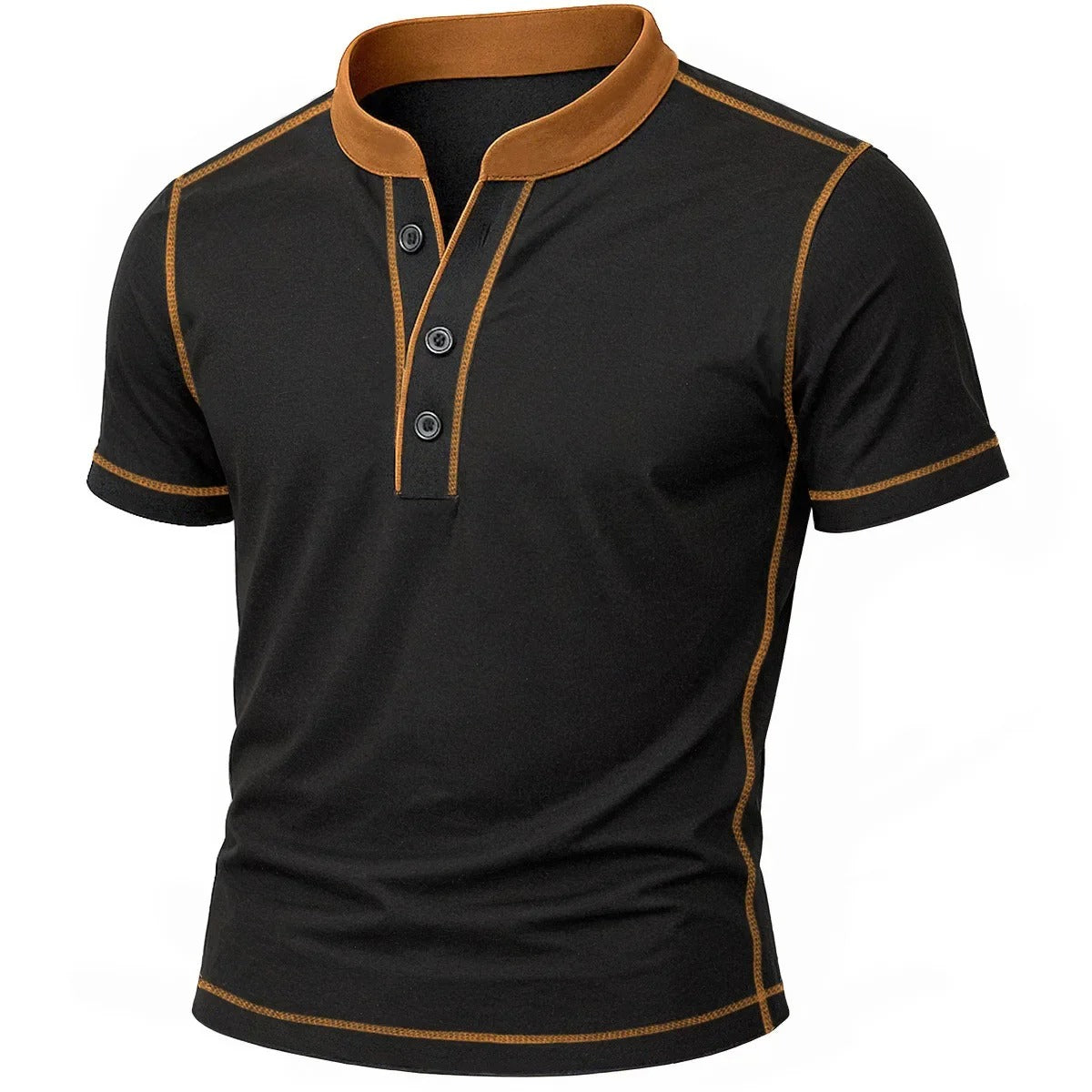 Men’s Contrast Trim Short Sleeve Henley