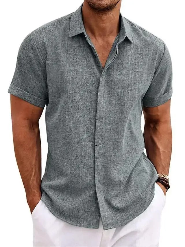 Men's Lightweight Cotton-Linen Short Sleeve Shirt