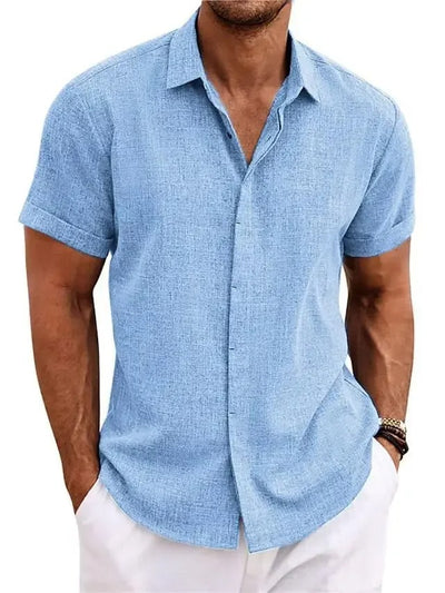 Men's Lightweight Cotton-Linen Short Sleeve Shirt
