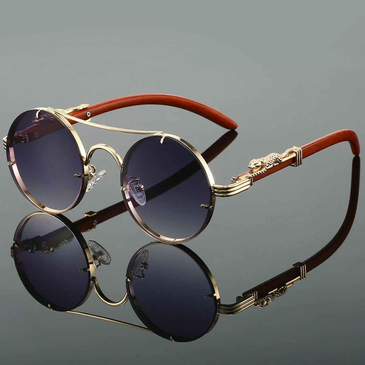 Retro Panther Round Sunglasses