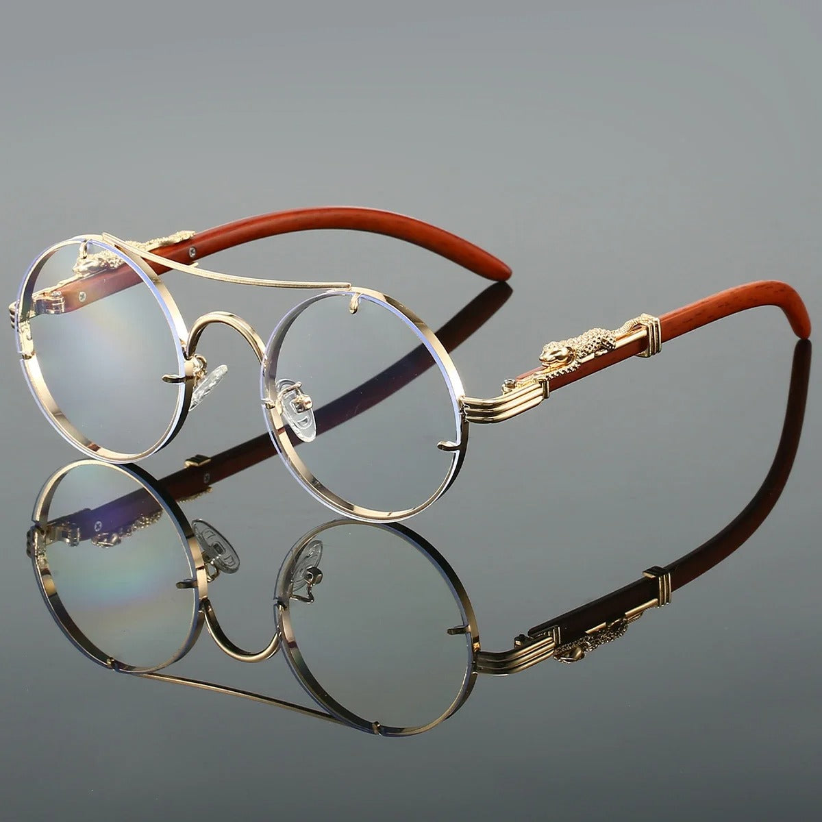 Retro Panther Round Sunglasses