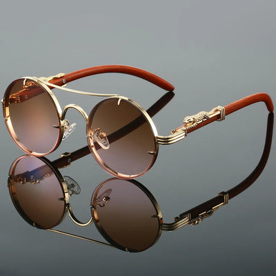 Retro Panther Round Sunglasses