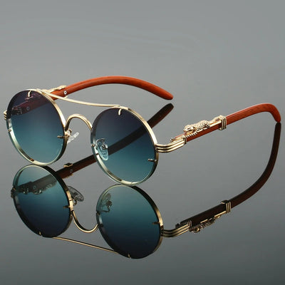 Retro Panther Round Sunglasses