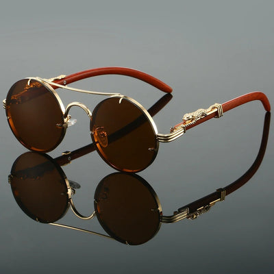 Retro Panther Round Sunglasses
