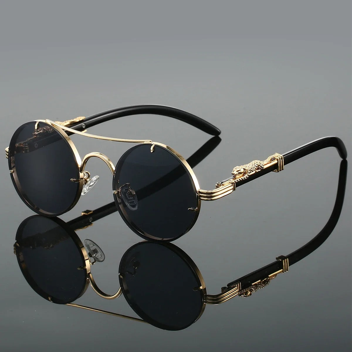 Retro Panther Round Sunglasses