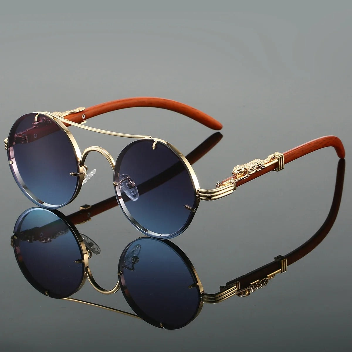 Retro Panther Round Sunglasses